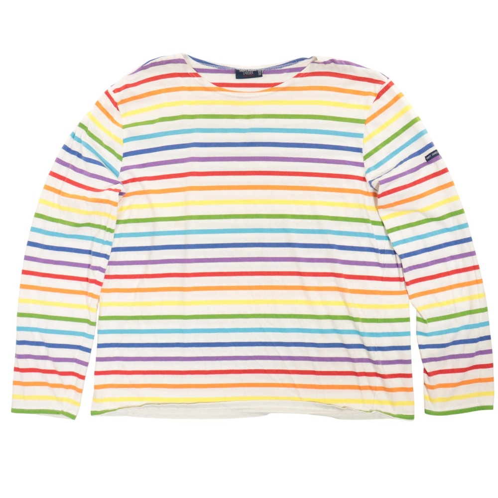 Saint James L'Atelier Shirt Rainbow Striped Pride Boat Neck Cotton Women XL
